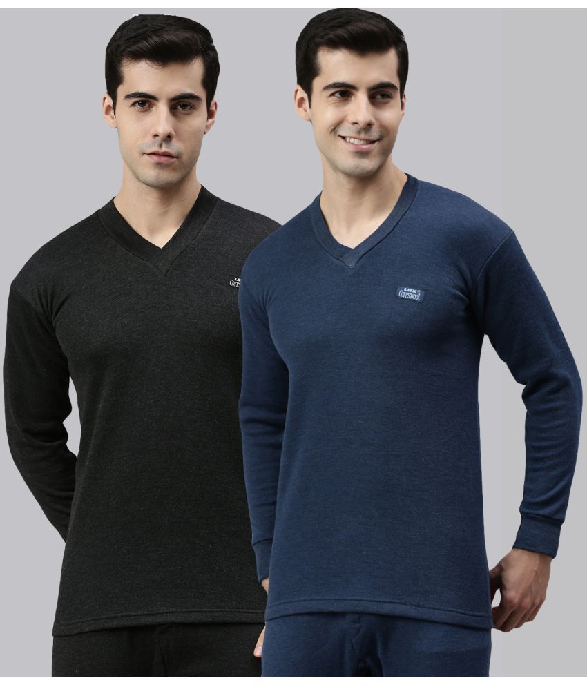     			Lux Cottswool - Multicolor Cotton Blend Men's Thermal Tops ( Pack of 2 )