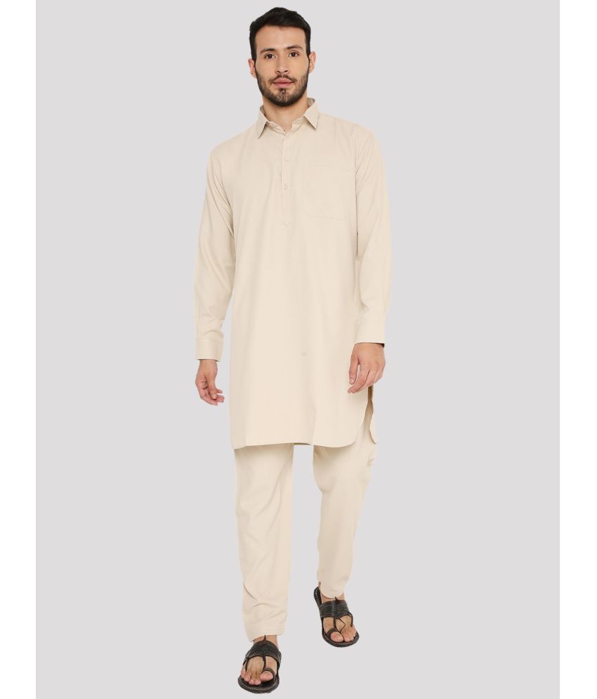    			Maharaja - Beige Blended Fabric Regular Fit Men's Pathani Suit ( Pack of 1 )