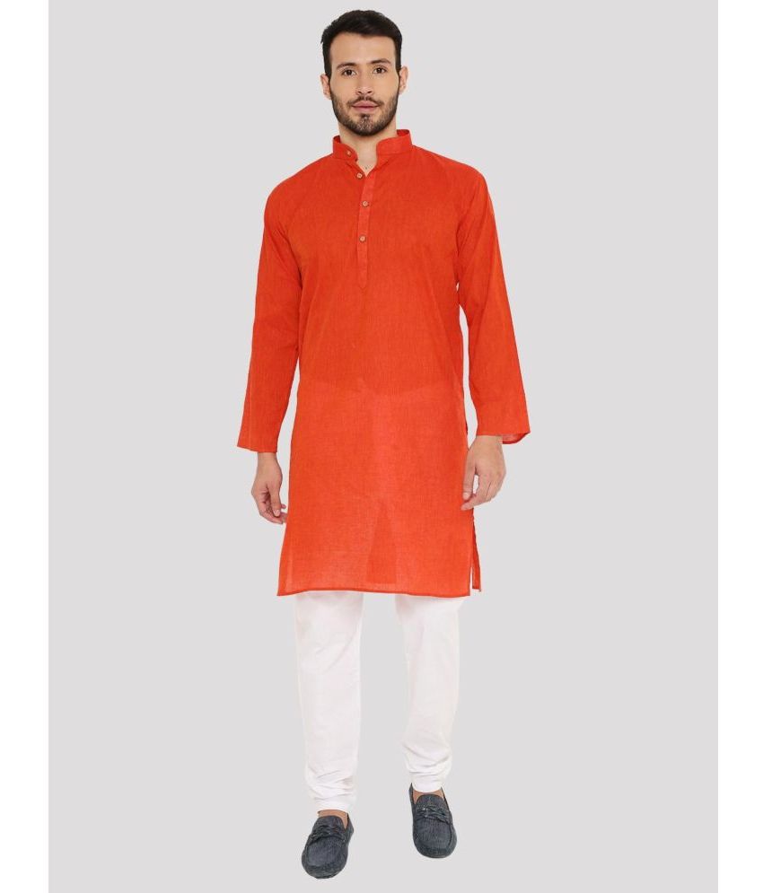     			Maharaja - Orange Cotton Regular Fit Men's Kurta Pyjama Set ( Pack of 1 )