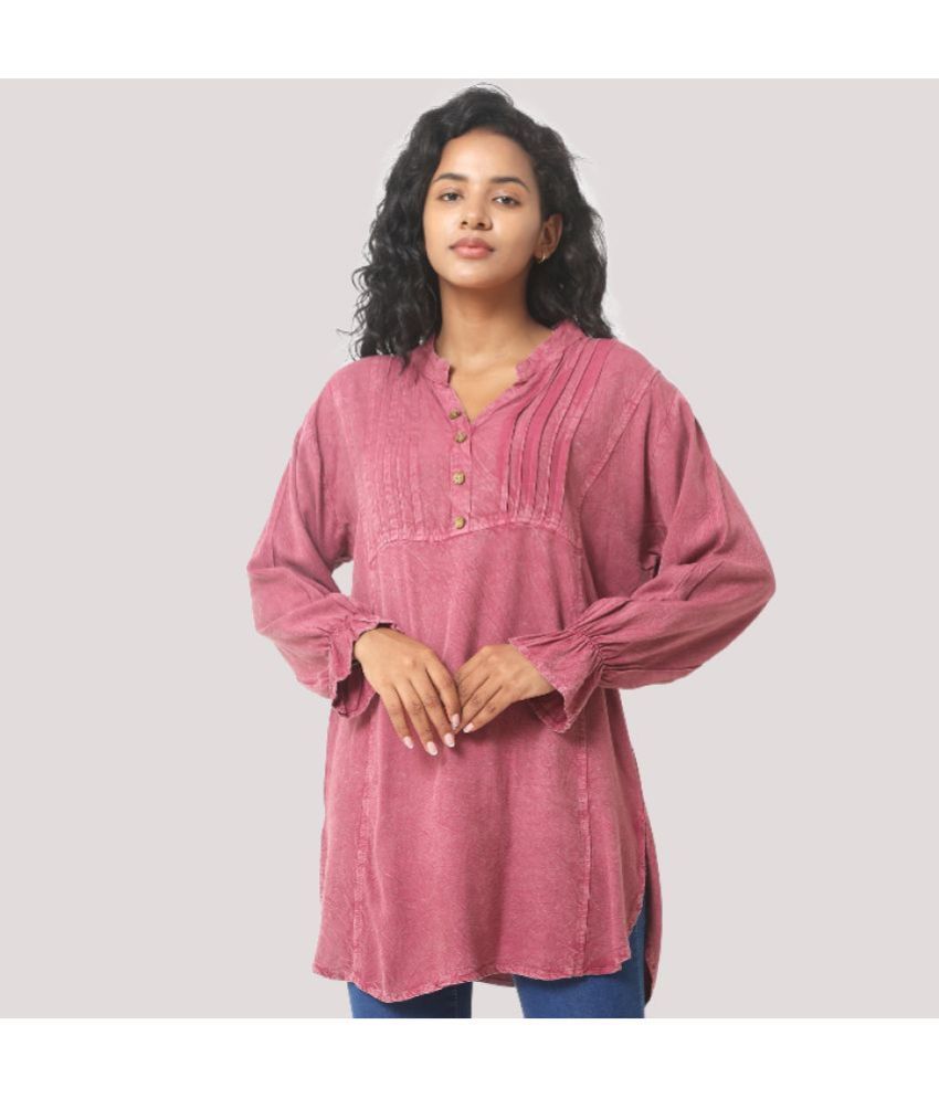     			PP Kurtis - Pink Rayon Women's Shirt Style Kurti ( Pack of 1 )