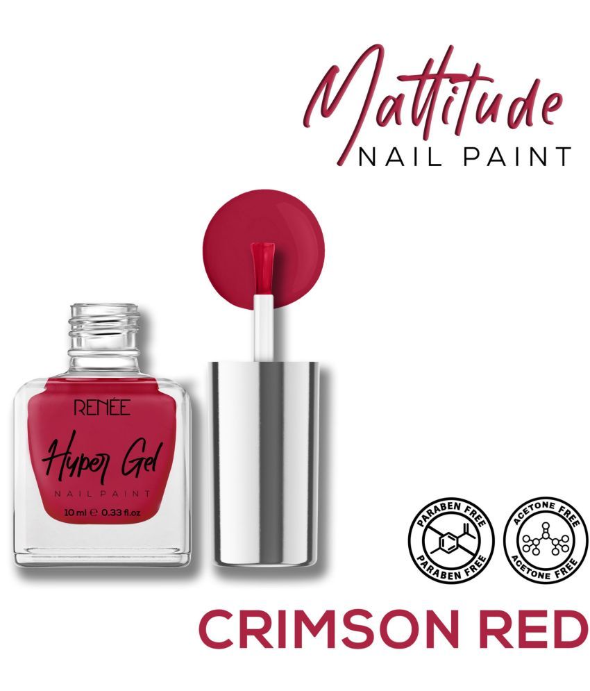     			RENEE Hyper Gel Nail Paint- Crimson Red, Quick Drying, Glossy Finish, 10ml