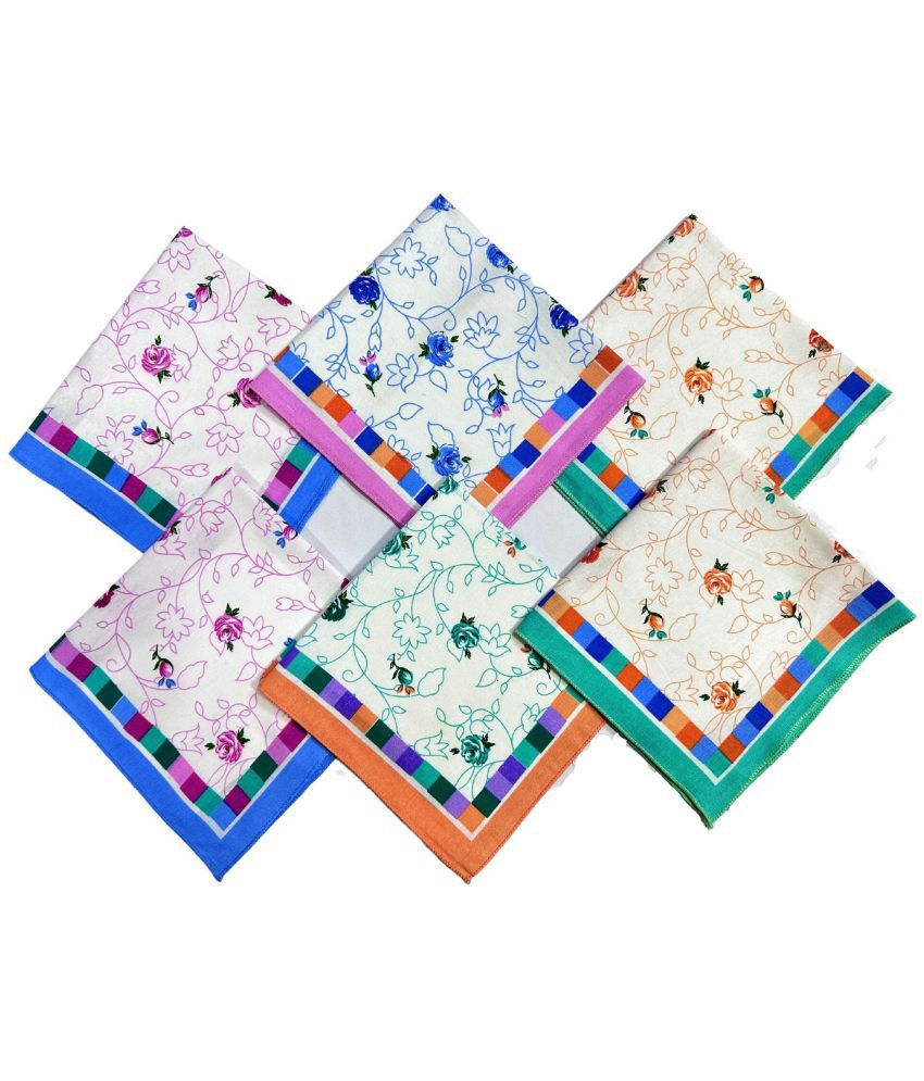     			Royal Mart Premium Cotton Handkerchiefs – 13*13 Colorful Prints for Women/Girls (Pack of 06, Multicolor. Designs Will Vary as per Availability