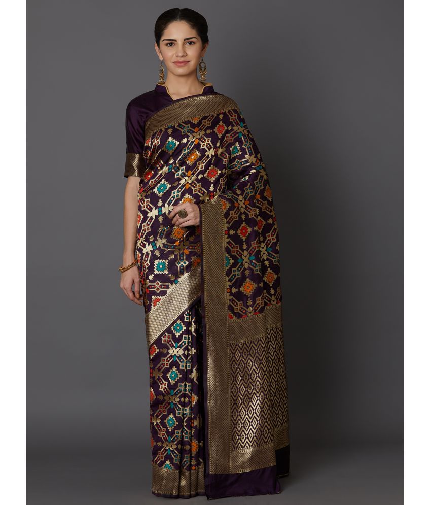     			SareeShop Designer SareeS - Purple Jacquard Saree With Blouse Piece ( Pack of 1 )