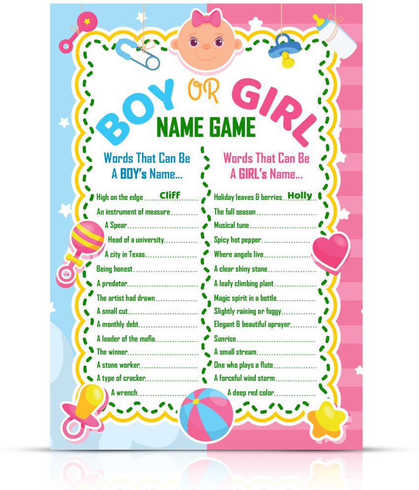     			ZYOZI Baby Shower Name Game Card | Baby Shower Game Kraft | Funny Baby Shower Game Cards| Baby Shower Naming Kit (Pack Of 18)