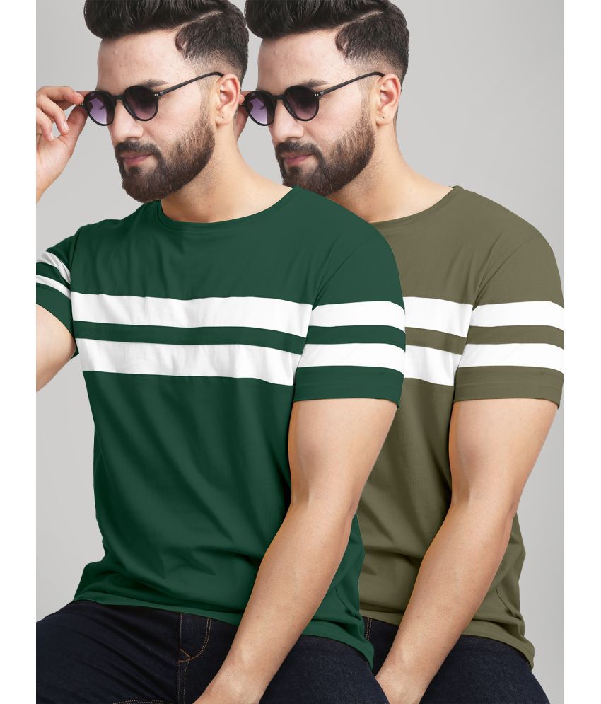     			AUSK - Green Cotton Blend Regular Fit Men's T-Shirt ( Pack of 2 )