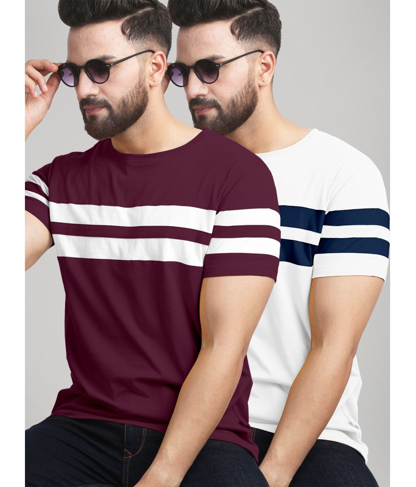     			AUSK - Multicolor Cotton Blend Regular Fit Men's T-Shirt ( Pack of 2 )
