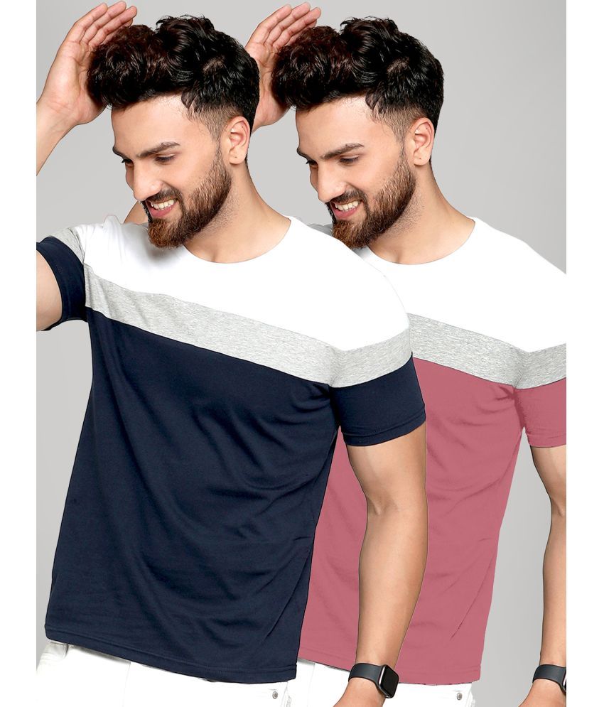     			AUSK - Peach Cotton Blend Regular Fit Men's T-Shirt ( Pack of 2 )