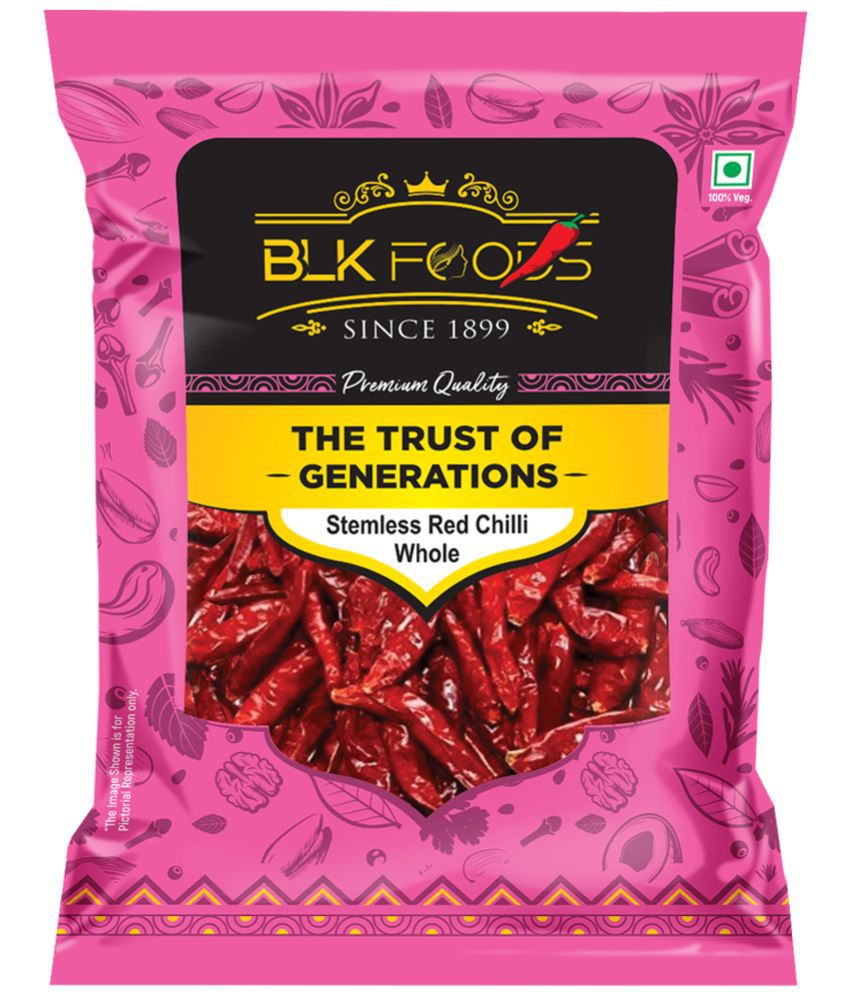     			BLK FOODS _Select Stemless Red Chilli Whole (Lal Mirch Sabut) 100g 100 gm