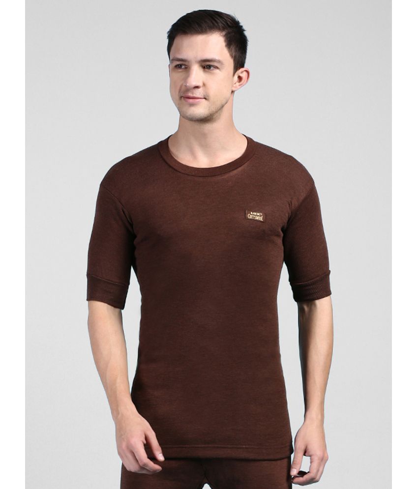     			Lux Cottswool Cotton Blend Men's Thermal Tops ( Brown )