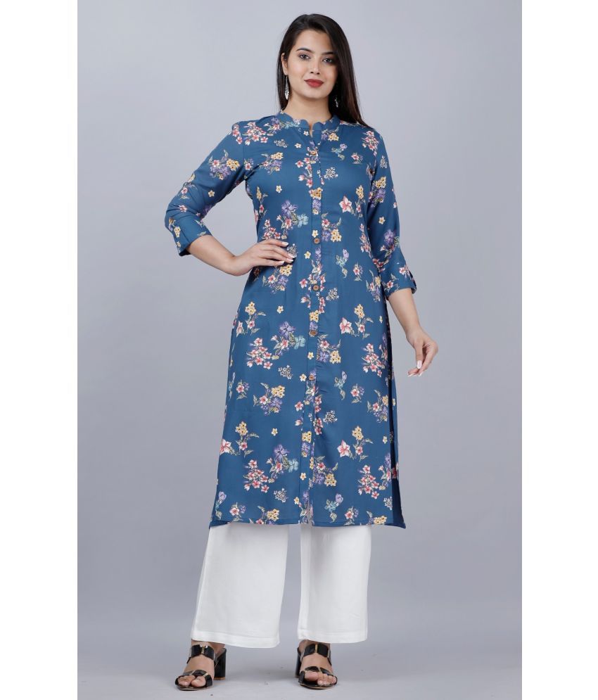     			MAUKA - Blue A-line Rayon Women's Stitched Salwar Suit ( Pack of 1 )