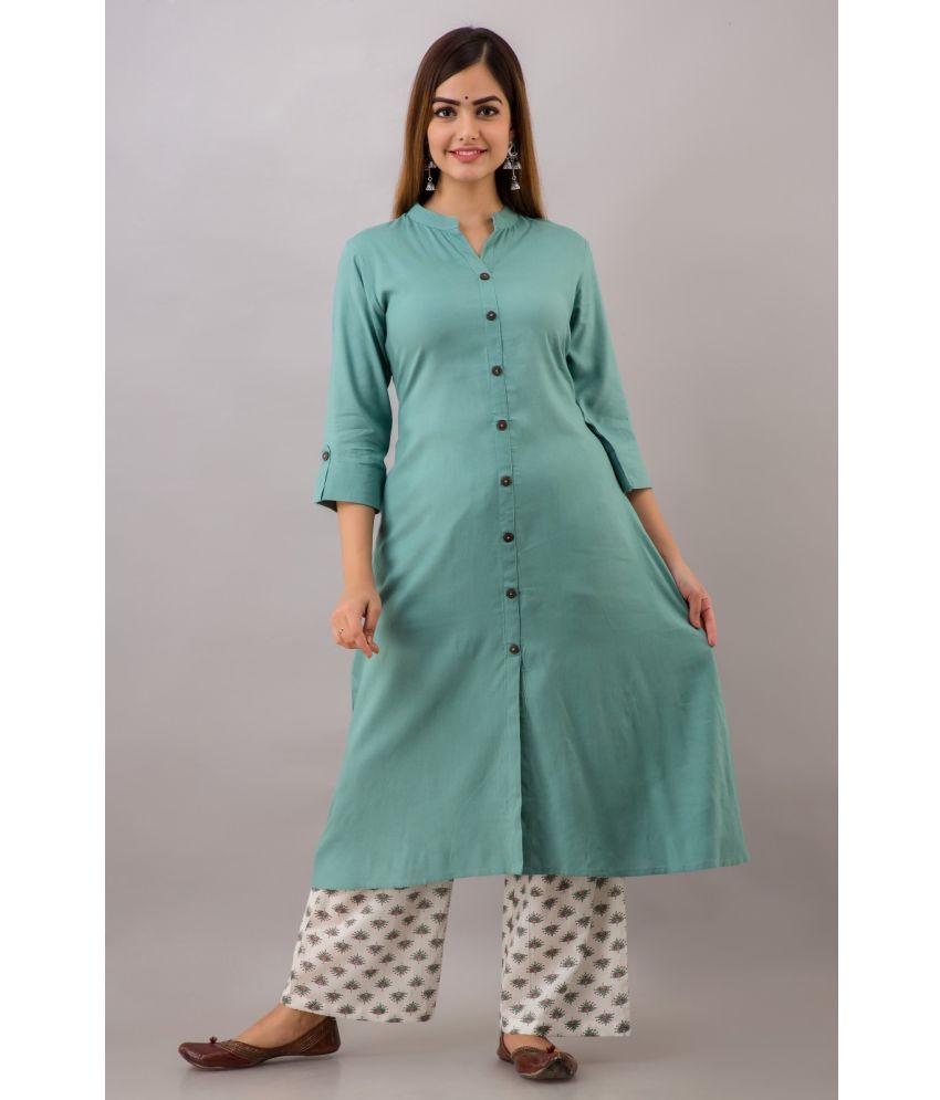     			MAUKA - Turquoise A-line Rayon Women's Stitched Salwar Suit ( Pack of 1 )