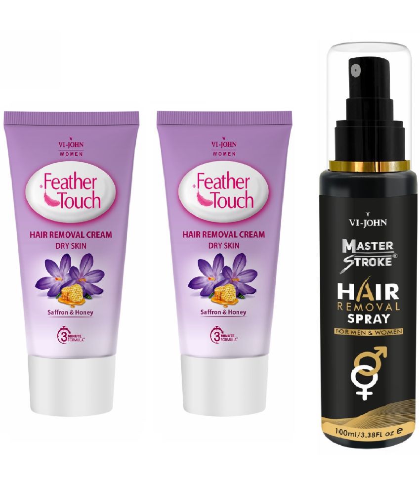     			VIJOHN Master Stroke 100ml & Feather Touch Honey saffron Hair Removal Cream 40g (Pack of 3)