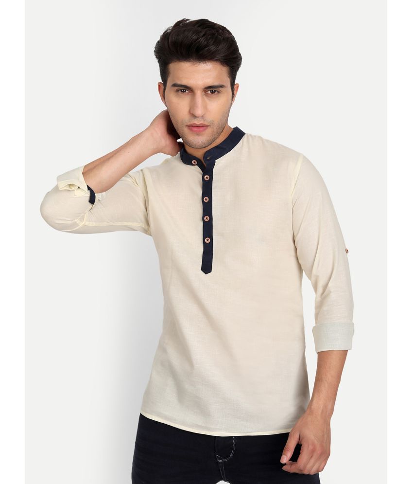     			Vida Loca - Beige Cotton Blend Men's Shirt Style Kurta ( Pack of 1 )