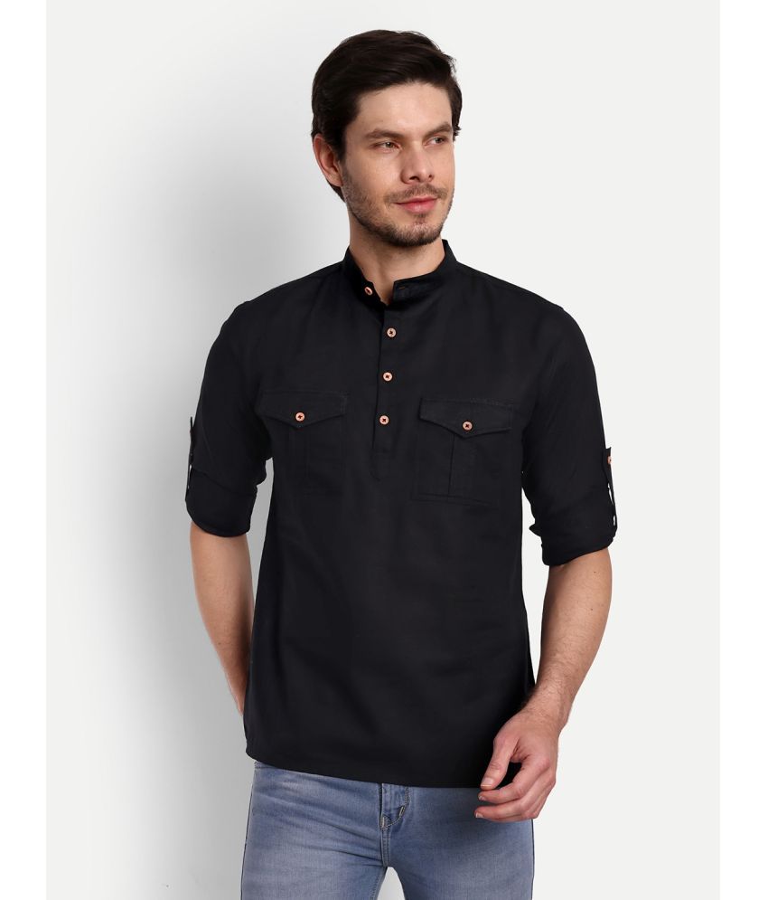     			Vida Loca - Black Cotton Blend Men's Shirt Style Kurta ( Pack of 1 )