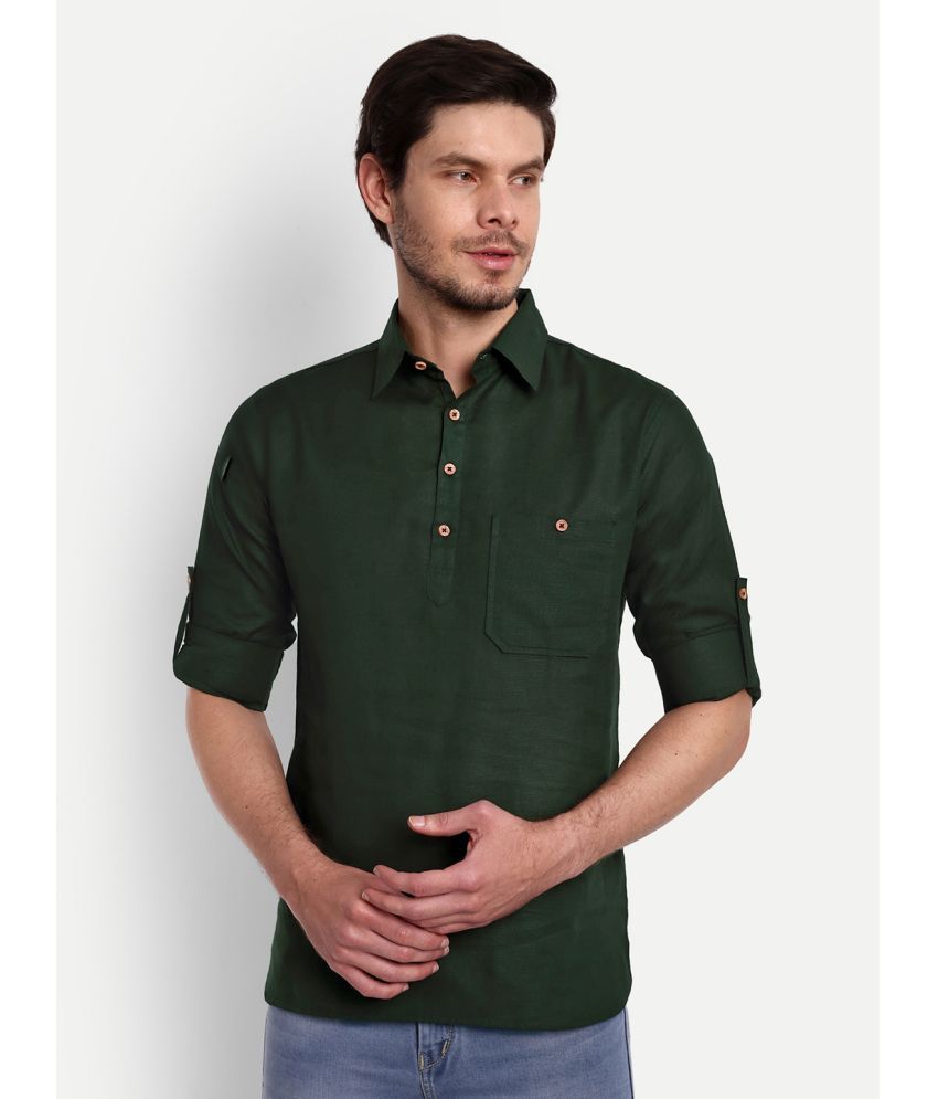     			Vida Loca - Green Cotton Blend Men's Shirt Style Kurta ( Pack of 1 )