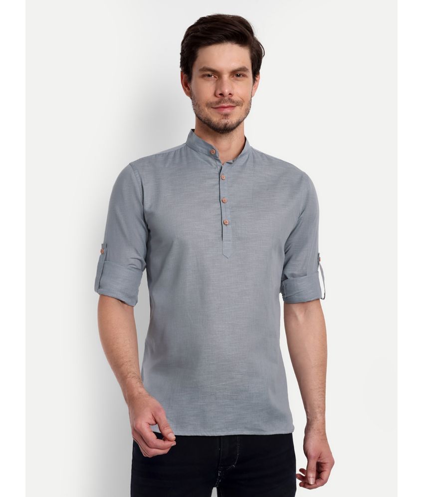     			Vida Loca - Grey Cotton Blend Men's Shirt Style Kurta ( Pack of 1 )