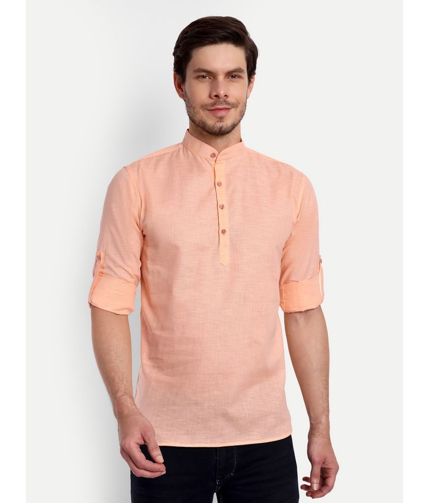     			Vida Loca - Orange Cotton Blend Men's Shirt Style Kurta ( Pack of 1 )