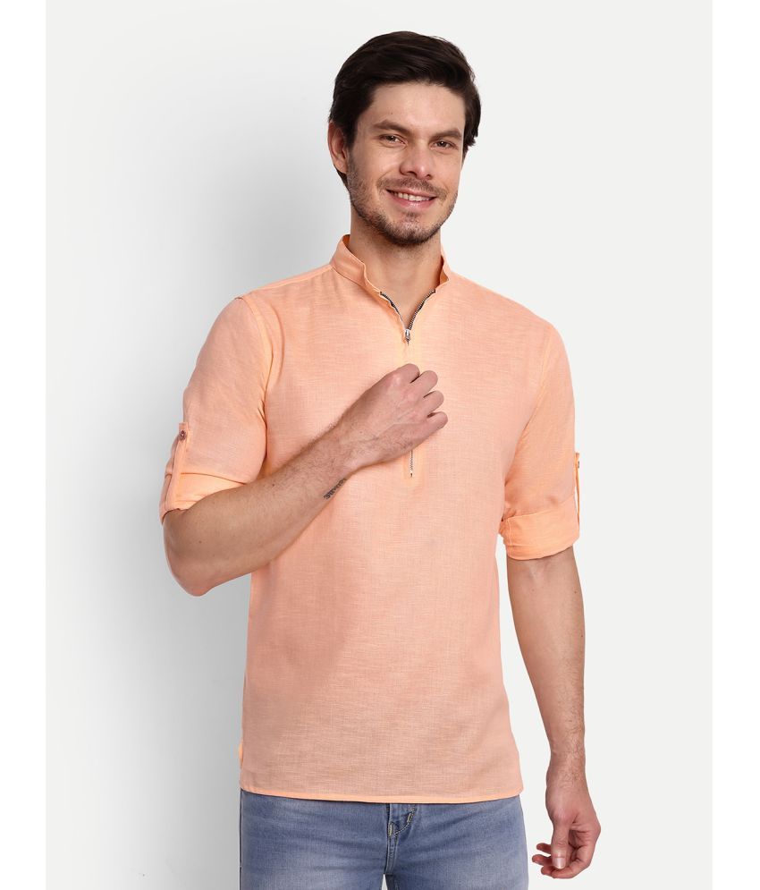     			Vida Loca - Orange Cotton Blend Men's Shirt Style Kurta ( Pack of 1 )