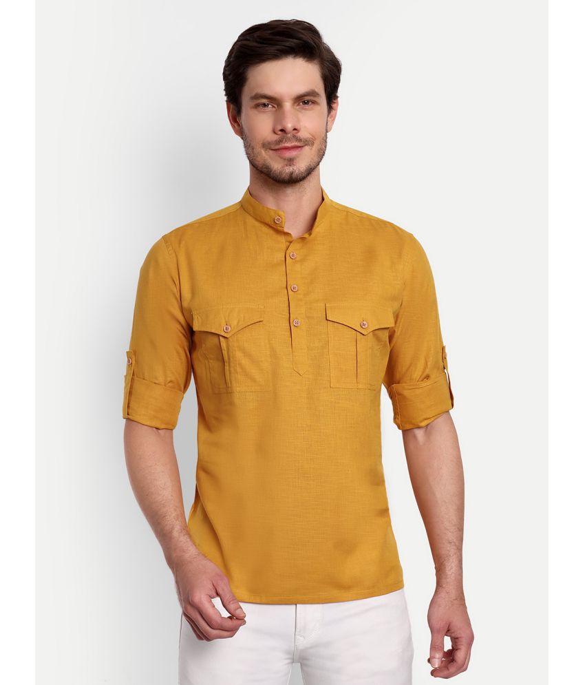     			Vida Loca - Yellow Cotton Blend Men's Shirt Style Kurta ( Pack of 1 )