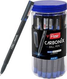 FLAIR Carbonix Ball Pen Jar Pack | 0.5 mm Tip Size | Low-Viscosity Ink For Smudge Free Writing | Comfortable Grip For Smooth Writing Experience | Blue Ink, Set Of 30 Ball Pens