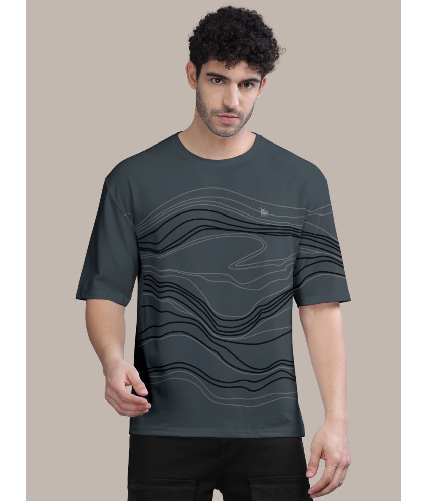     			BULLMER - Dark Grey Cotton Blend Oversized Fit Men's T-Shirt ( Pack of 1 )