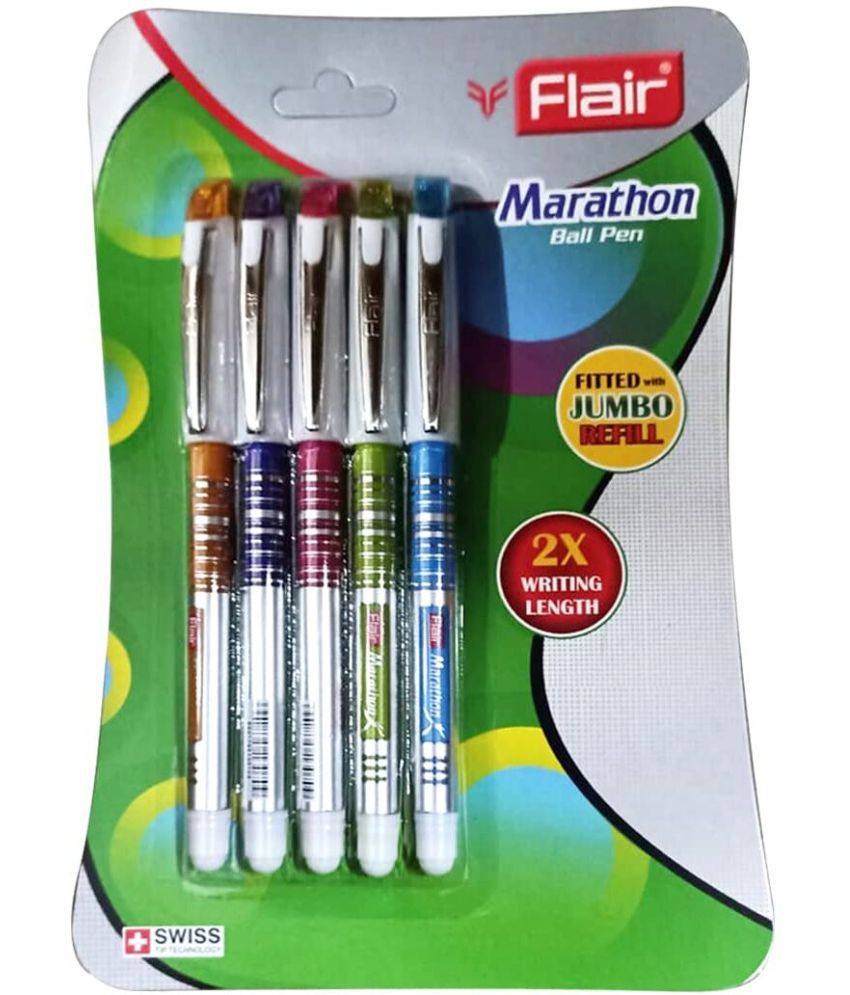     			FLAIR Marathon Ball Pen Blister Pack | 0.7 mm Tip Size | Light Weight Sleek Body With Smooth Performance | Low-Viscosity Ink For Smudge Free Writing | Blue Ink, Pack of 25 Pens