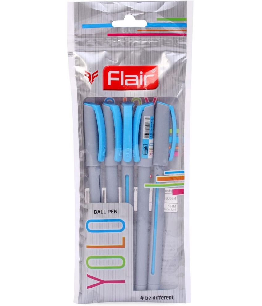     			FLAIR Yolo Ball Pen Pouch Pack | 0.6 mm Tip Size | Light Weight Sleek Body With Smooth Performance | Low-Viscosity Ink For Smudge Free Writing | Blue Ink, Pack of 25 Ball Pens