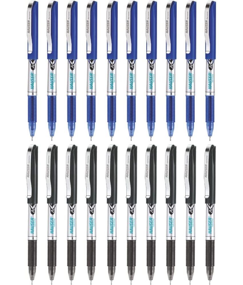     			HAUSER Active Gel Pen Combo Pack | Waterproof Ink, Comfotable Grip Gel Pen (Pack of 20, Blue, Black)