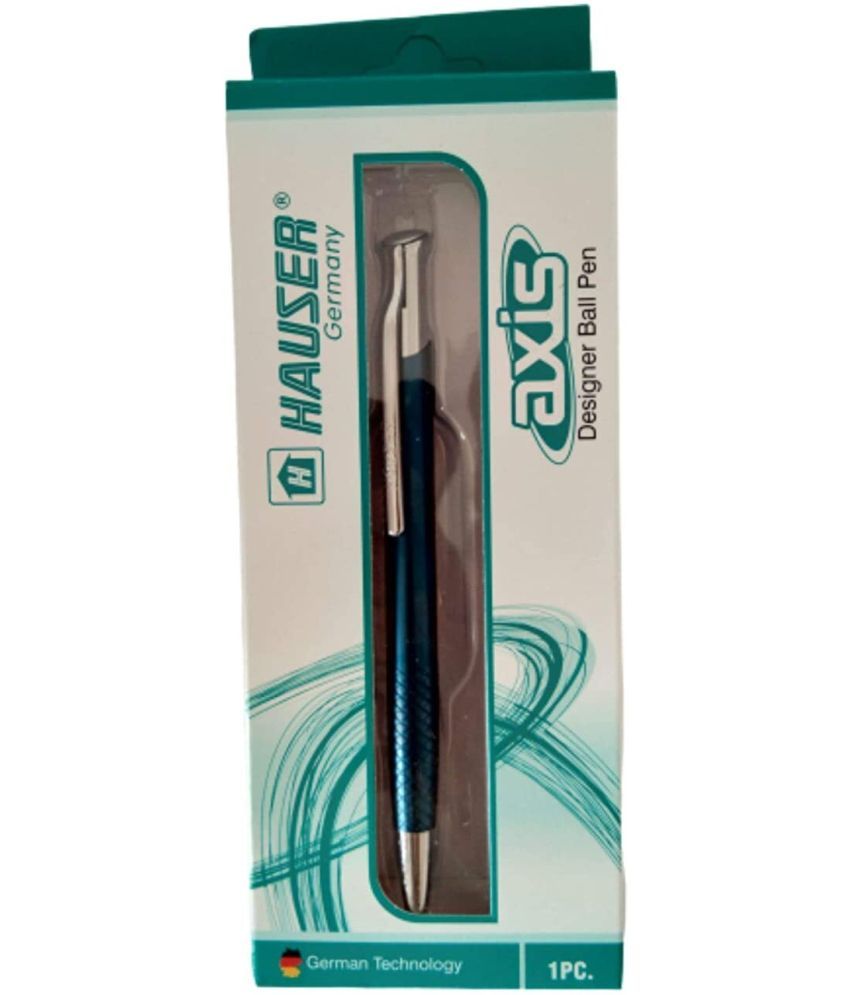     			Hauser Axis Designer Ball Pen Box Pack | Metal Body With Stylish Design | Retractable Mechanism For Smudge Free Writing | Durable, Refillable Pen | Blue Ink, Pack of 2