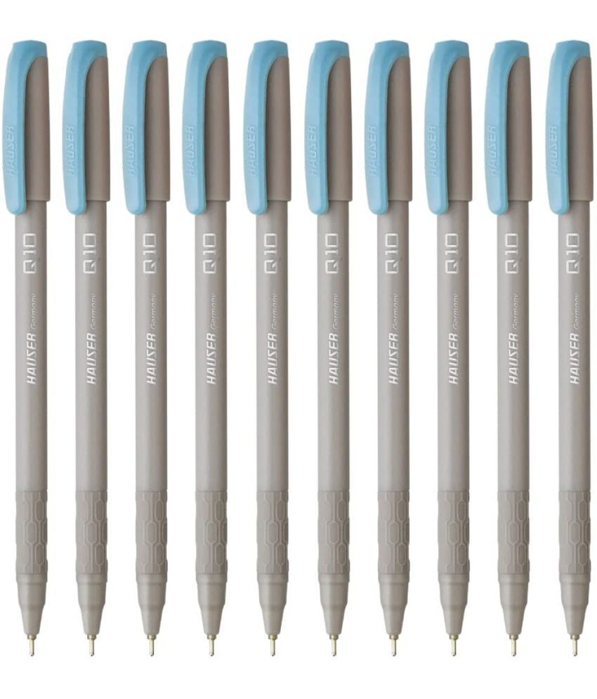     			Hauser Q10 Ball Pen Wallet Pack | Trendy Durable Plastic Clip | Comfortable Rubber Grip For Smudge Free Writing | Attractive Solid Grey Body | Low-Viscosity Ink | Blue Ink, Set Of 10 X 3 Pack
