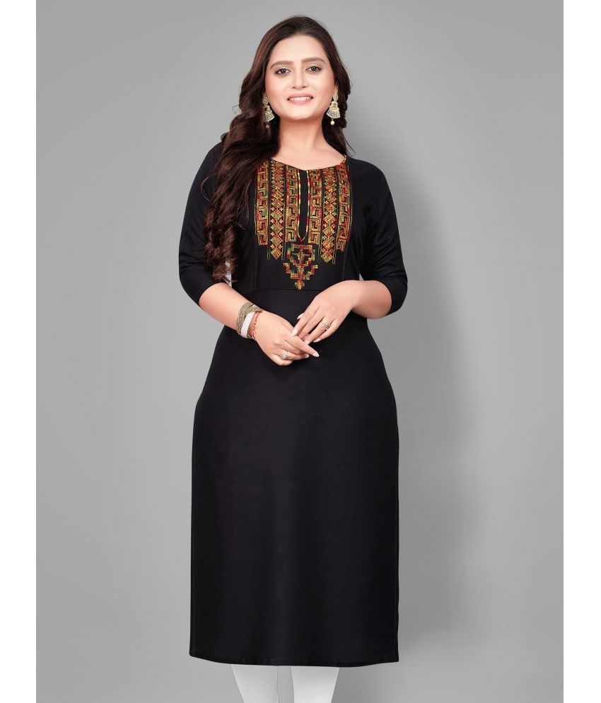     			Hetsa - Black Rayon Women's Straight Kurti ( Pack of 1 )