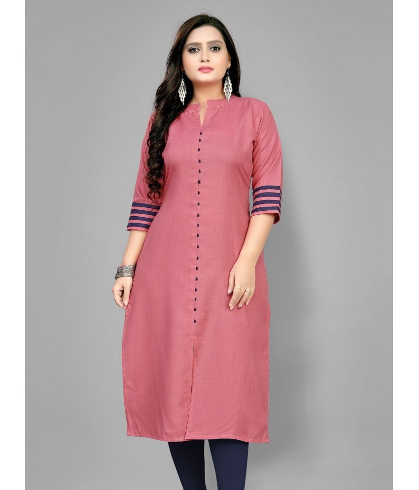     			Hetsa - Pink Cotton Blend Women's Front Slit Kurti ( Pack of 1 )