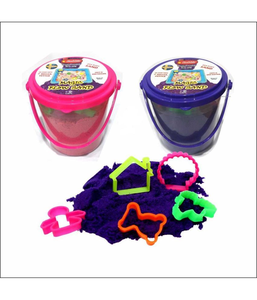     			Rabbit 1Kg Magic Flow Sand Buckets Pack of 2 For Kids.(Pink-Purple)