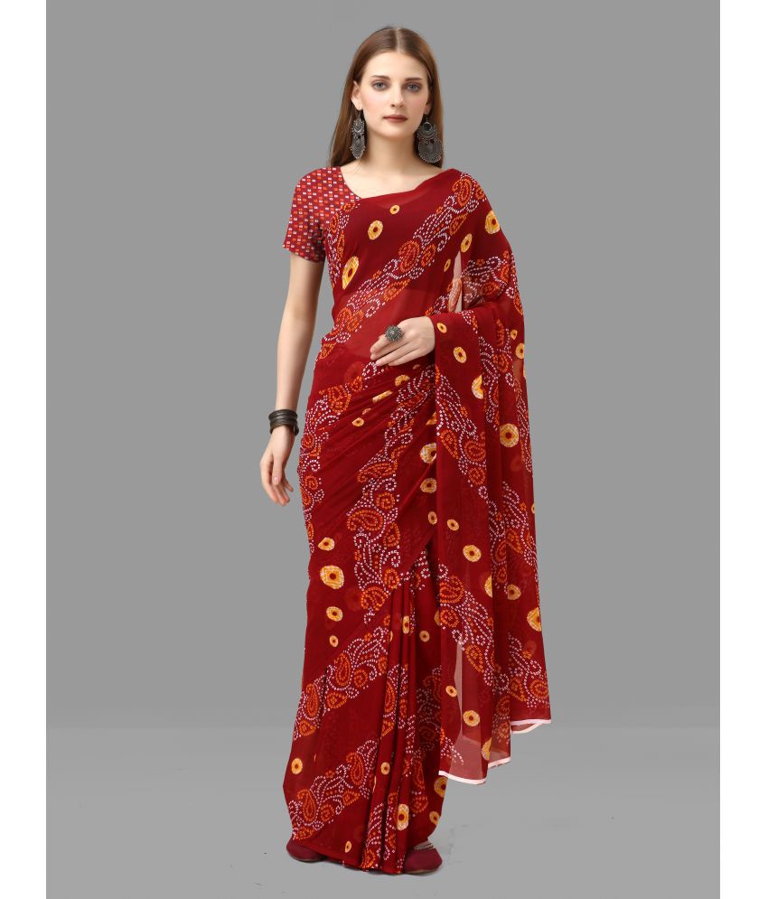     			Sitanjali - Maroon Georgette Saree With Blouse Piece ( Pack of 1 )