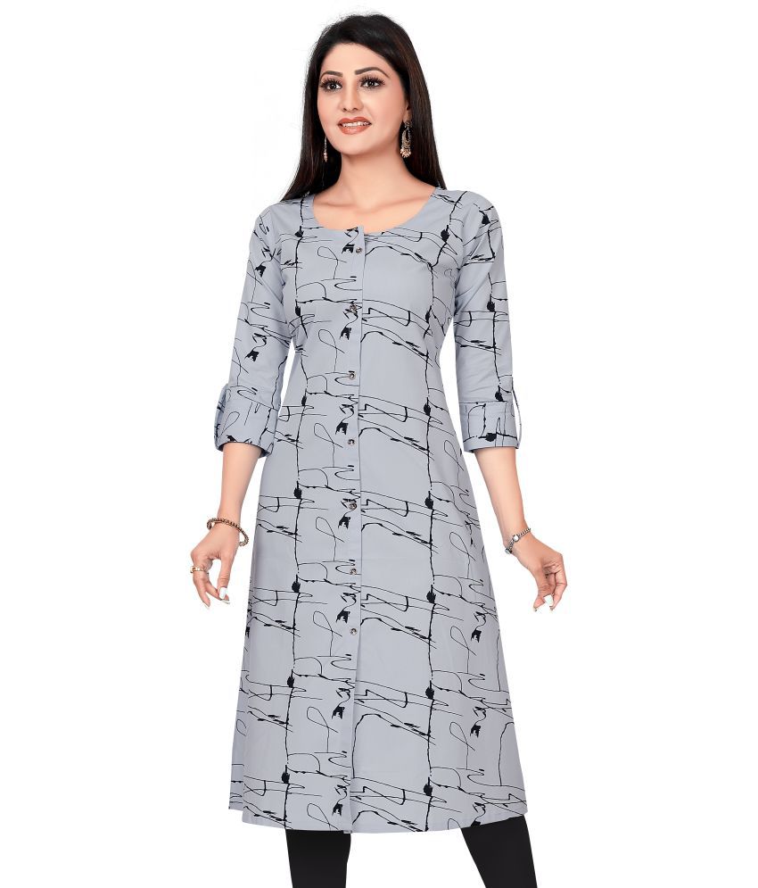     			Meher Impex - Grey Cotton Blend Women's A-line Kurti ( Pack of 1 )