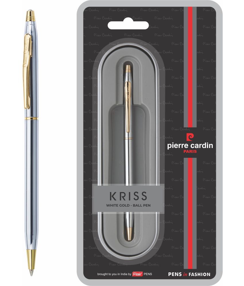     			Pierre Cardin Kriss White Gold Finish Exclusive Ball Pen Blister Pack | Metal Body With Crystal Studded On Top | Smudge Free Writing | Smooth Refillable Pen | Ideal For Gifting | Blue Ink, Pack Of 1