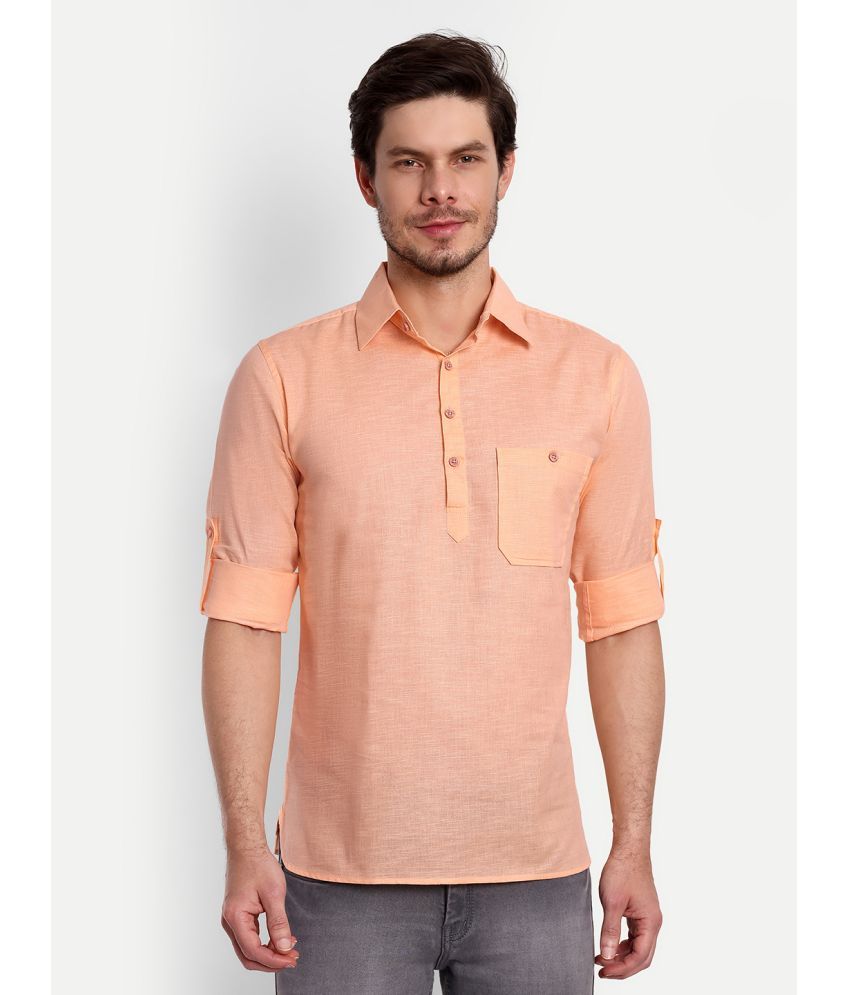     			Vida Loca - Orange Cotton Men's Shirt Style Kurta ( Pack of 1 )