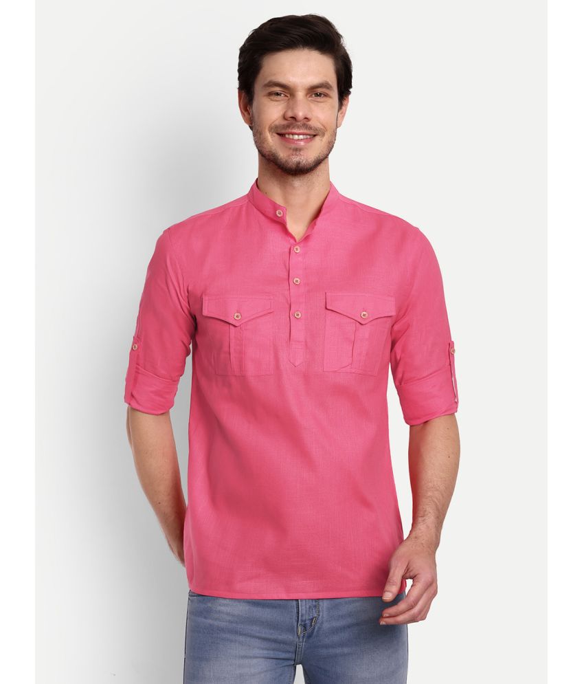     			Vida Loca - Pink Cotton Men's Shirt Style Kurta ( Pack of 1 )