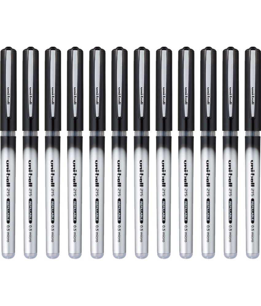     			uni-Ball QWiK Refill UB-215 Liquid Ink 0.5 mm Micro Roller Pen, Black Ink, Pack of 12