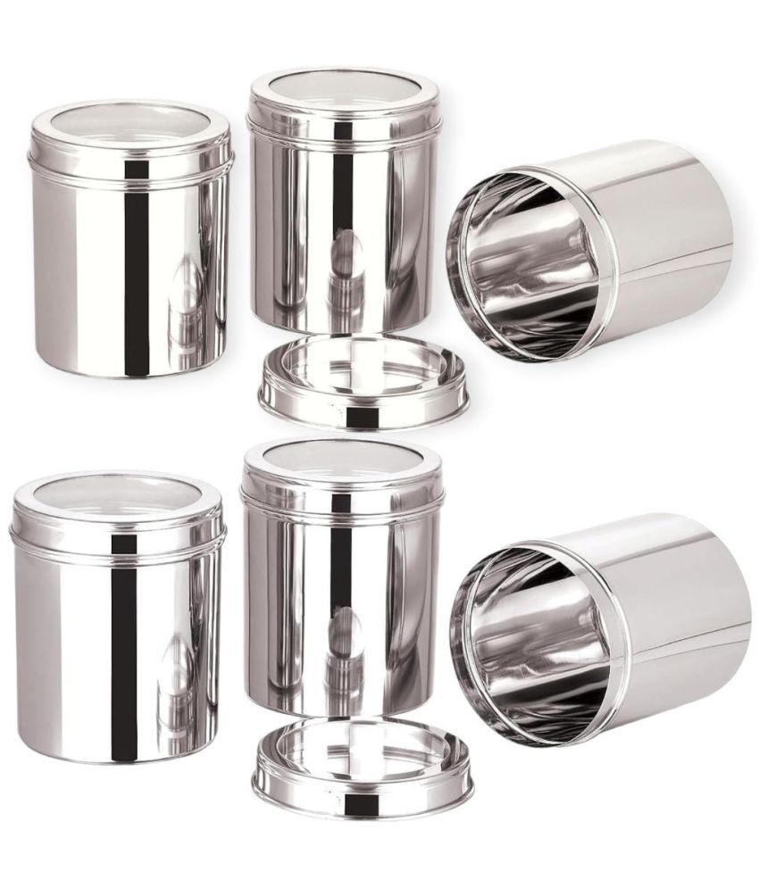     			ATROCK Kitchen Containers Steel Silver Food Container ( Set of 6 )