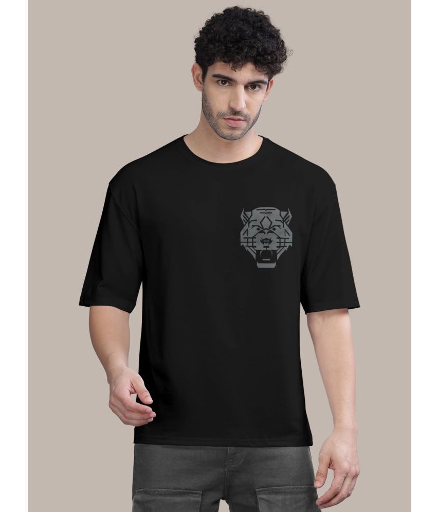     			BULLMER - Black Cotton Blend Oversized Fit Men's T-Shirt ( Pack of 1 )