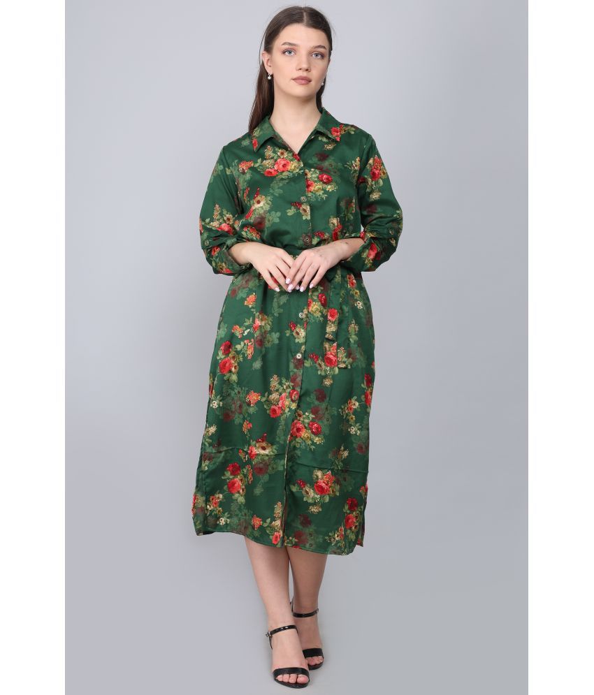     			Baawri - Green Crepe Women's Shirt Dress ( Pack of 1 )