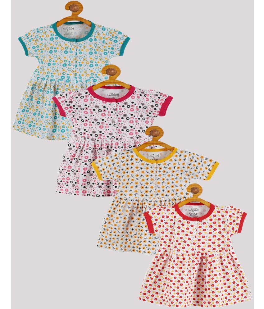     			Babeezworld Pack of 4 Baby Girls Cotton Frock ( Multi )