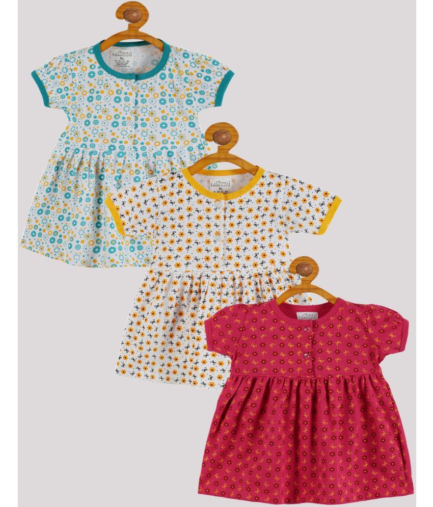     			Babeezworld Pack of 3 Baby Girls Cotton Frock ( Multi )