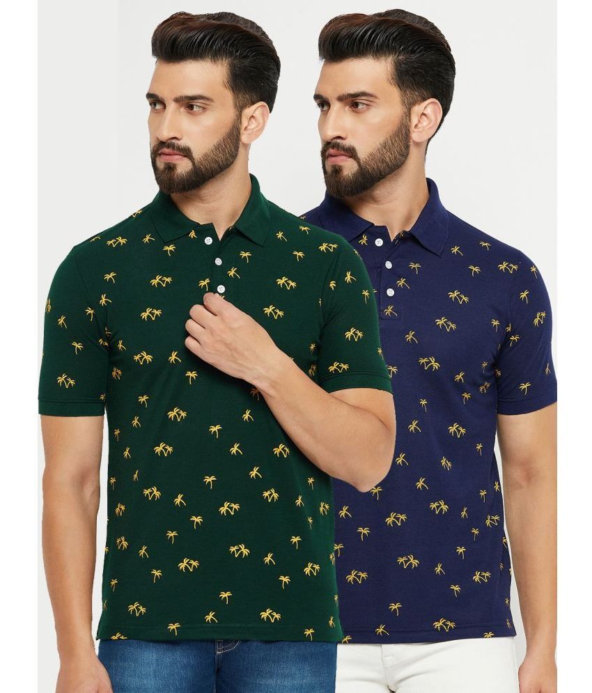     			Emerald - Green Cotton Blend Regular Fit Men's Polo T Shirt ( Pack of 2 )