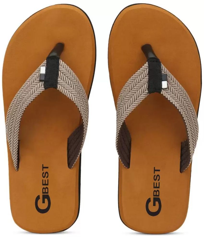     			GBest - Tan Men's Thong Flip Flop