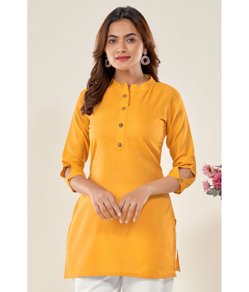     			Glomee - Yellow Cotton Blend Women's Tunic ( Pack of 1 )