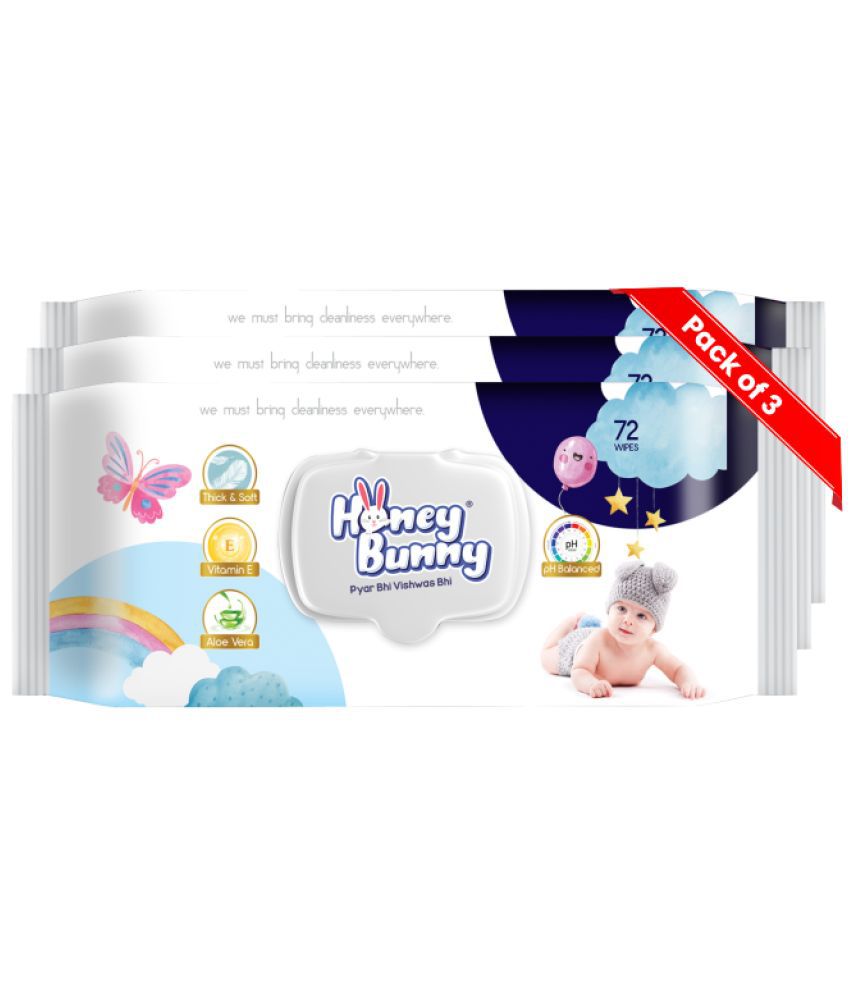     			Honey Bunny - Scented Wet wipes For Babies ( Pack of 3 )
