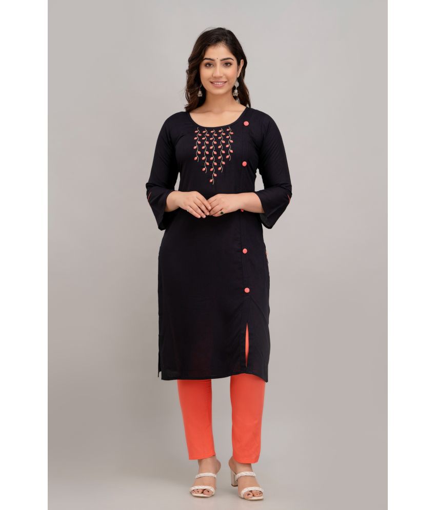     			Kapadia - Black Front Slit Rayon Women's Stitched Salwar Suit ( Pack of 1 )