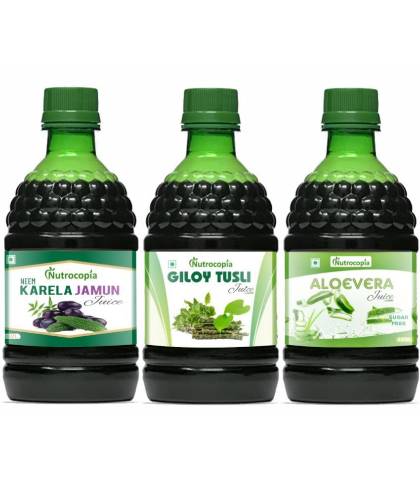     			NUTROCOPIA Neem Karela Jamun, Giloy Tulsi & Aloe vera Juice Pack of 3 of 400 ML(1200 ML)
